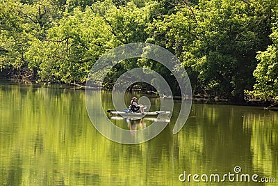 Smallmouth Bass Fishing on the Roanoke River Editorial Stock Photo